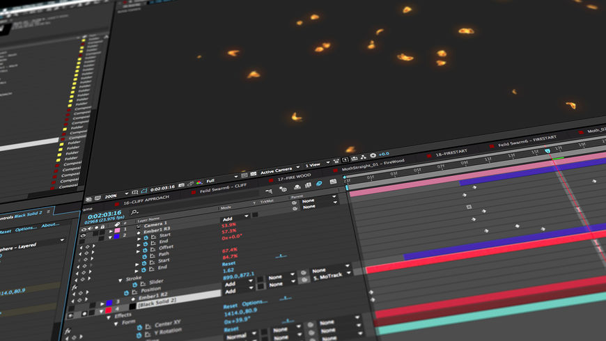 IMAGE: Screenshot – flutter of glowing moths being animated