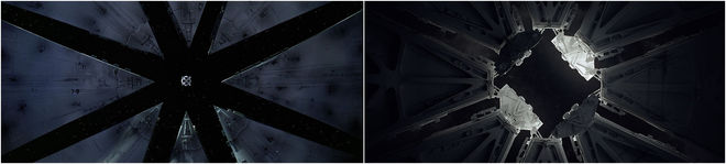 IMAGE: 2001 lunar landing scene and Semi-Perm bay doors comparison