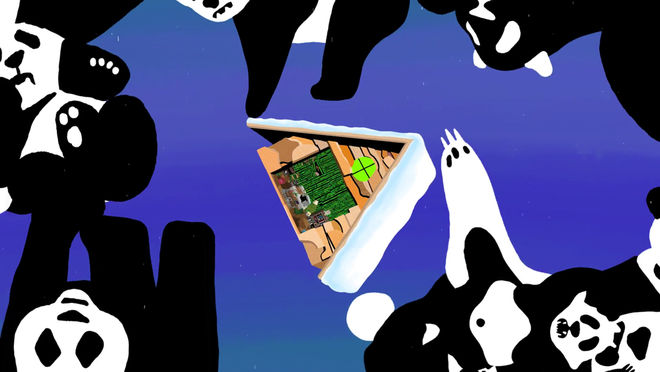 IMAGE: Still – A-frame floating with pandas
