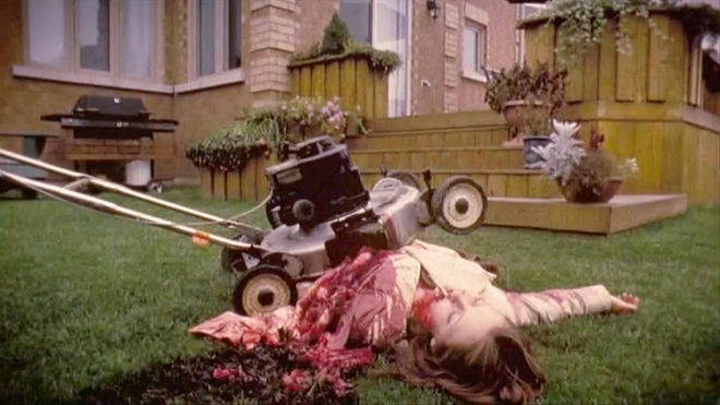 IMAGE: Still from Ginger Snaps with lawnmower