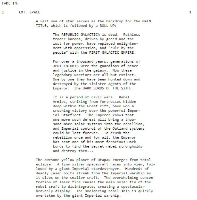 IMAGE: Early Star Wars Screenplay Excerpt